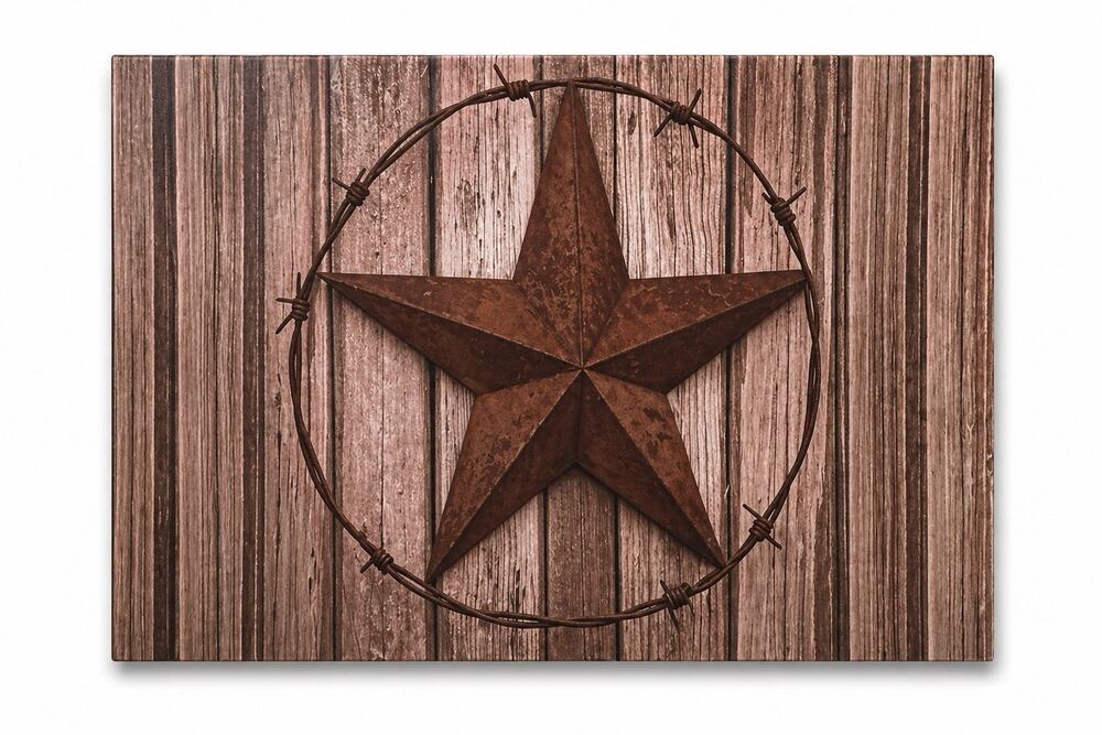 Rustic Star Wall Art Canvas Western Farmhouse Wood Print Large Decor
